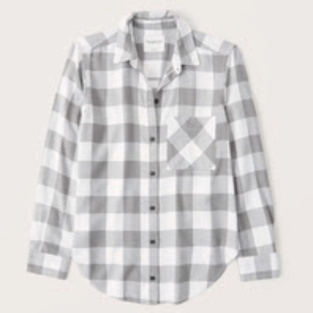 Abercrombie Boyfriend Flannel (Grey white) - XS